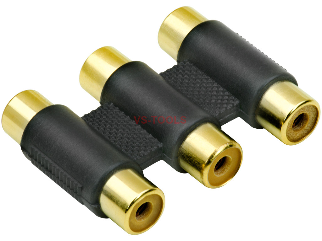 10pcs 3 Rca Joint Straight Plug Jack Adapter Connector Cable 6185